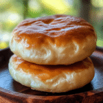 Fluffy Cottage Cheese Cloud Bread Recipe That Won’t Deflate 4 fluffy cottage cheese cloud bread stacked on a wooden plate